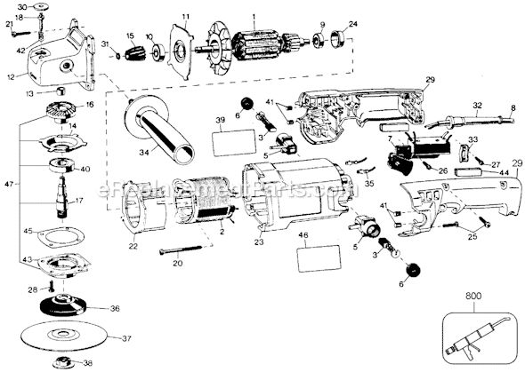 Page A Diagram and Parts List for 6934 Type 100 Black and Decker Sander Polisher